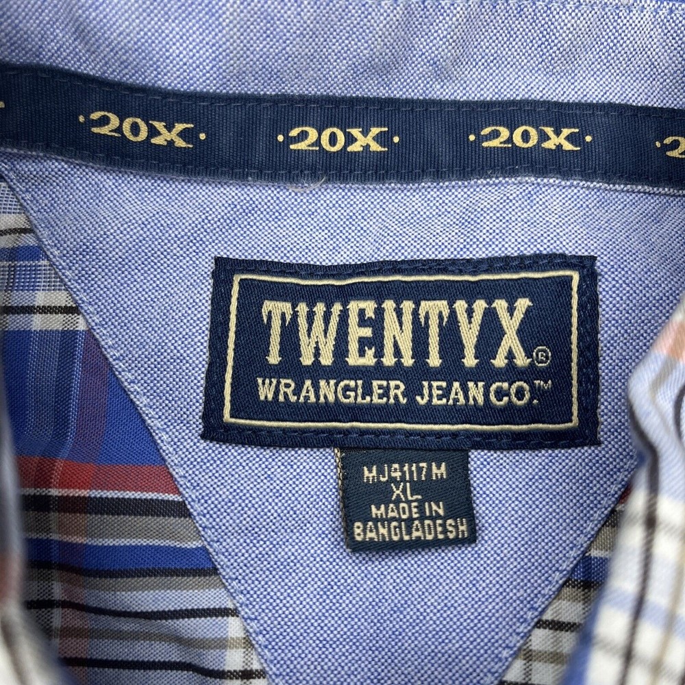 TwentyX Wrangler Button Down S/S Blue Plaid Western Rancher XL - Picture 2 of 14